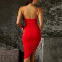 Summer women's sexy pleated backless irregular wrap buttocks suspender dress summer dress