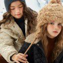 Autumn and Winter Small Fragrant Wind Cotton Clothes Big Children's Lamb Wool Collar Coat Children's Western Style Thin Style Cotton Jacket