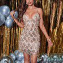 Women's autumn and winter camisole dress sexy V-neck sequin tassel dress