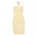 Women's sexy hollowed out pleated suspender with neck tie short skirt dress in autumn
