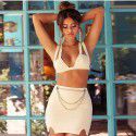 Women's sardine fish bone suspender short skirt two-piece set for women