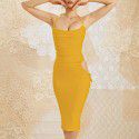 Sexy pleated backless hollow mesh wrap buttocks hanging neck suspender dress for women
