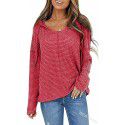 Spring Fashion Women's Foreign Trade Solid Color Hooded Long sleeved T-shirt Elegant Drawstring V-neck Top
