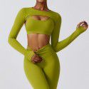 Sports camisole, long sleeved shawl, yoga suit, nude fitness suit, top, running sports cover up