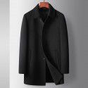 Men's coat autumn and winter mid length lapel wool windbreaker youth business detachable down liner double-sided woolen coat 