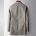 Men's windbreaker for spring and autumn, mid length, high-end, casual, lapel windbreaker, light luxury, business youth, no ironing jacket 