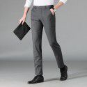 Men's thin casual pants, business slim fit straight tube, middle-aged trendy men's elastic pants