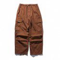 Work pants men's trendy brand loose functional outdoor pleated wide leg pants casual drawstring ankle pants 