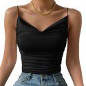Popular women's slim fit temperament swing collar knitted high elastic suspender top 
