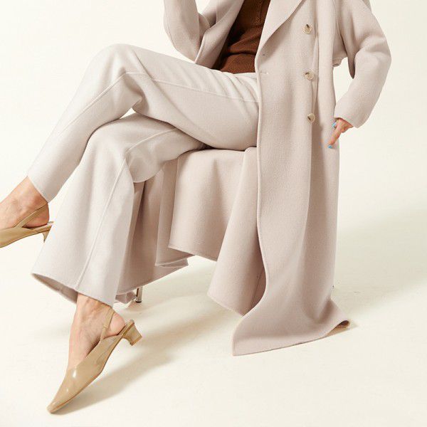 Double sided woolen high waisted straight leg casual pants, lightweight mulberry silk temperament pants, versatile for commuting