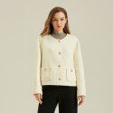Wool coat, double-sided woolen coat, single breasted short round neck, stylish coat