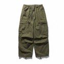 Work pants men's trendy brand loose functional outdoor pleated wide leg pants casual drawstring ankle pants 