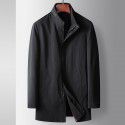 Men's windbreaker for spring and autumn, new style for middle-aged and young people, light luxury business jacket, mid to long style stand up collar casual windbreaker 