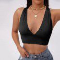 Sports vest new high elasticity solid color ultra short top for women 