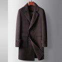 Men's double-sided woolen coat with autumn and winter double breasted wool windbreaker, detachable goose down inner lining, youth warm woolen coat 