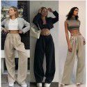 Design Sense Personalized Strap Wide Leg Suit Pants Women's High Waist Retro Casual Floor Dragging Pants 