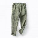 Spring and Autumn Men's Linen Pants Mid Waist Casual Pants Loose Large Breathable Pants 