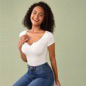 Women's high waisted exposed belly button rolled edge pure cotton short T-shirt short sleeved ins slim fit top 