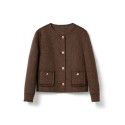 Wool coat, double-sided woolen coat, single breasted short round neck, stylish coat