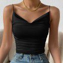 Popular women's slim fit temperament swing collar knitted high elastic suspender top 