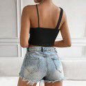 Autumn and winter new slim fit sexy hollow out waffle style ultra short tank top 
