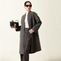 Pure wool coat, woolen coat, double-sided long baseball jacket, wool high-end zipper jacket