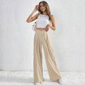 Women's commuting style pleated casual wide leg pants loose pants 