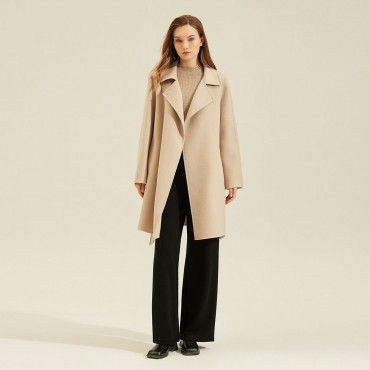 Autumn and winter cashmere coat, double-sided woolen one button coat, casual coat, women's pure woolen coat