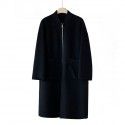 Pure wool coat, woolen coat, double-sided long baseball jacket, wool high-end zipper jacket