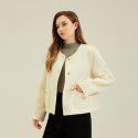 Wool coat, double-sided woolen coat, single breasted short round neck, stylish coat