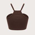Autumn and winter new slim fit ultra short heart-shaped circle sleeveless vest with suspender and versatile top 