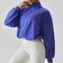 High neck fitness sweatshirt for women, outdoor running, drawstring zipper, loose long sleeved sweatshirt for women 