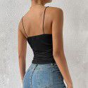 Popular women's slim fit temperament swing collar knitted high elastic suspender top 