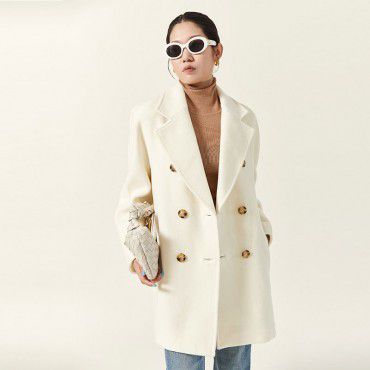 Coat short woolen jacket suit collar women's single-sided woolen high count cotton wool 