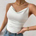 Popular women's slim fit temperament swing collar knitted high elastic suspender top 