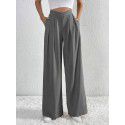 Women's commuting style pleated casual wide leg pants loose pants 