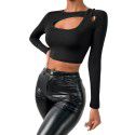 Short style slim fit sexy long sleeved T-shirt with base and explosive top for external wear 