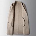 Men's coat, autumn and winter wool windbreaker, mid to long length, youth, light luxury, business, double-sided, casual warm jacket 