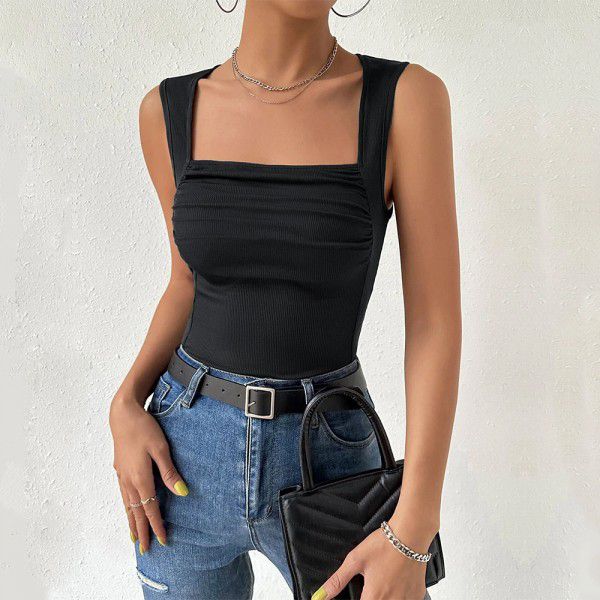Women's new sexy slim fit temperament versatile sleeveless knitted elastic vest four season top 