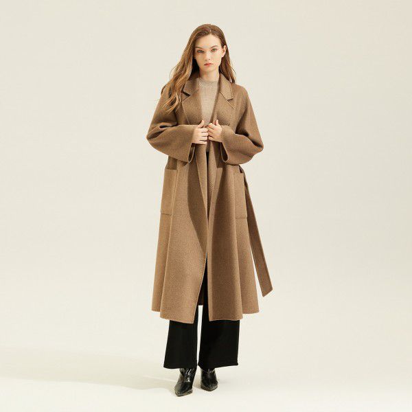 Handmade cashmere coat women's double-sided cashmere classic woolen coat