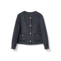 Wool coat, double-sided woolen coat, single breasted short round neck, stylish coat