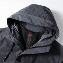 Men's windbreaker new mid to long hooded zipper version top, young and middle-aged light luxury business casual jacket 
