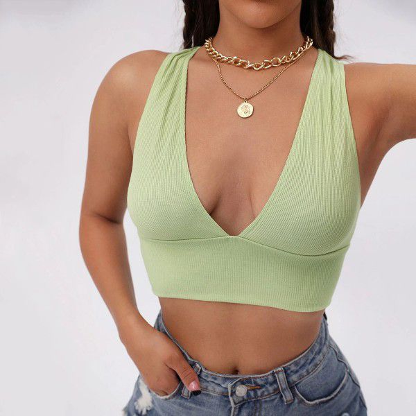 Sports vest new high elasticity solid color ultra short top for women 