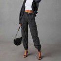 Workwear jeans for women in autumn, fashionable and casual, elastic waistband, foot binding, loose fitting women's pants