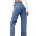 Stretch washed denim fashion straight leg pants, jeans, women's pants 