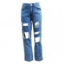 High waisted thin cut wide leg ripped jeans for women