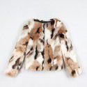 Winter fur coat women's style round neck short mixed color coat
