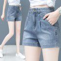 Women's denim shorts, summer Korean wide leg pants, casual loose fitting jeans, women 