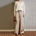 Wide leg pants, high waisted, thick, hanging, loose, casual straight leg, floor length wool pants
