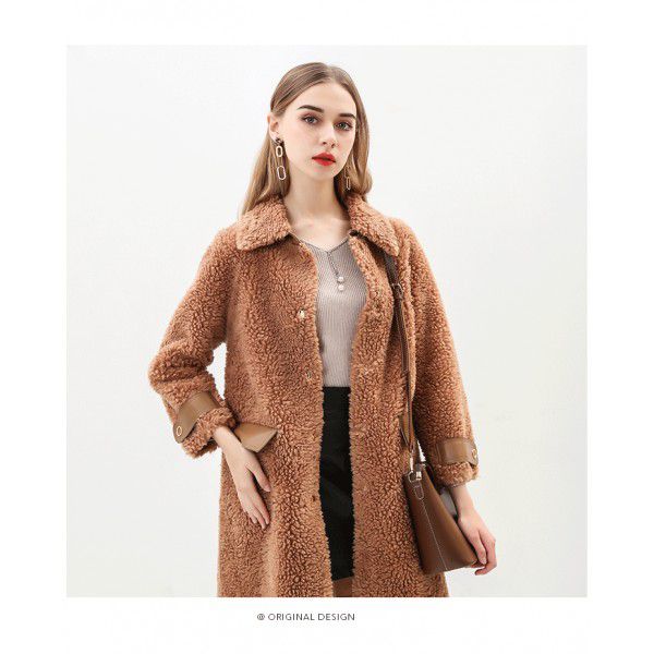 Fur coat for women, mink fur over the knee, mink fur with fur collar, warm coat